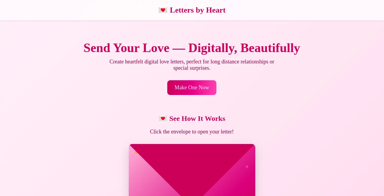 Screenshot of Letters by Heart – An AI tool in the ,AI Letter Writer ,AI General Writing ,AI Creative Writing ,AI Content Generator  category, showcasing its interface and key features.