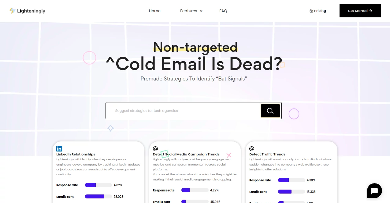 Screenshot of Lighteningly – An AI tool in the ,AI Sales Assistant ,AI CRM Assistant ,AI Email Assistant ,AI Lead Generation  category, showcasing its interface and key features.