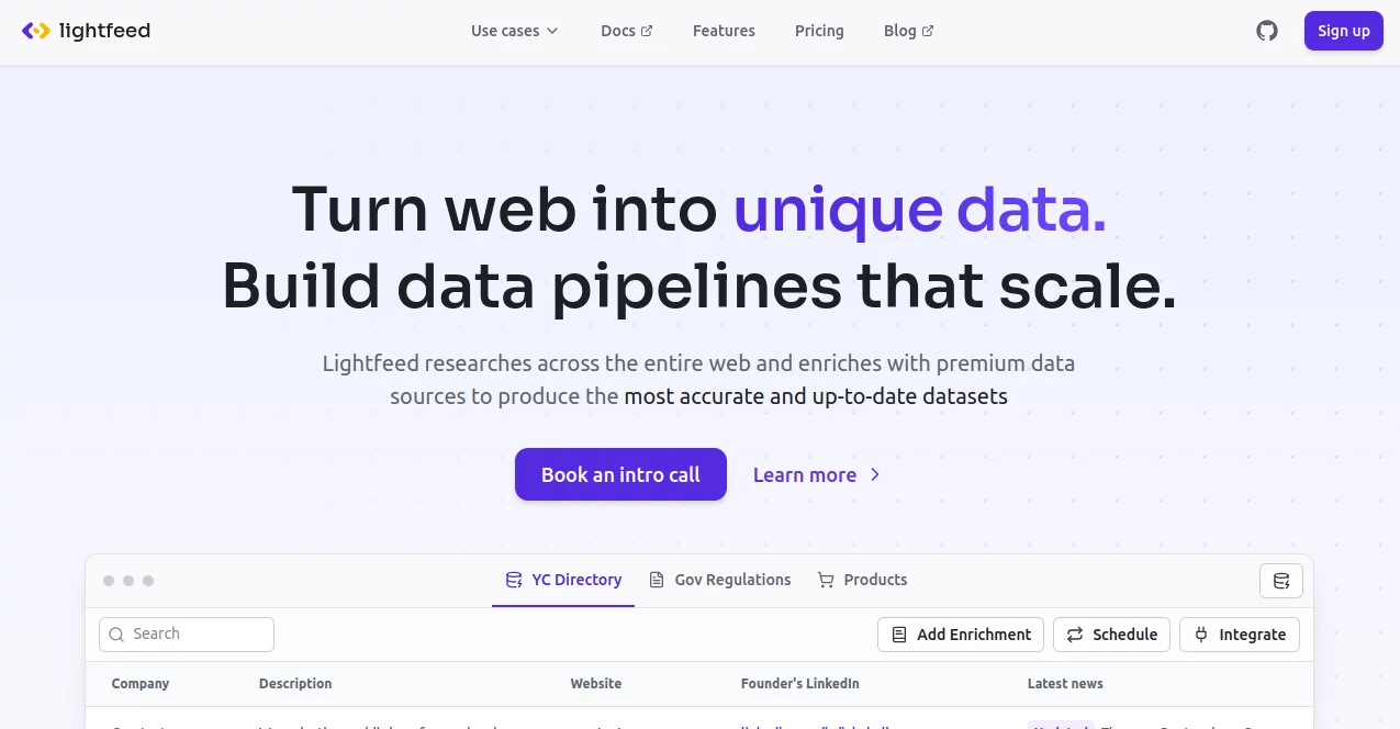 Screenshot of LightFeed AI – An AI tool in the ,AI Web Scraping  category, showcasing its interface and key features.