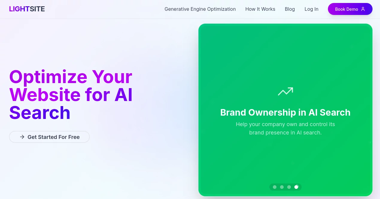 Screenshot of LIGHTSITE – An AI tool in the ,AI Content Generator ,AI Research Tool ,AI SEO Assistant ,AI Marketing Plan Generator  category, showcasing its interface and key features.