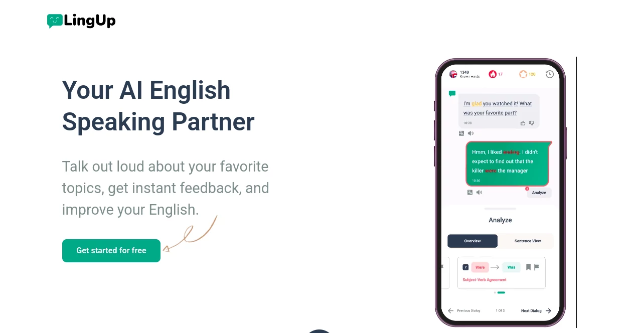 Screenshot of LingUp AI – An AI tool in the ,AI Translate ,AI Voice Chat Generator ,AI Speech Recognition ,AI Speech Synthesis  category, showcasing its interface and key features.