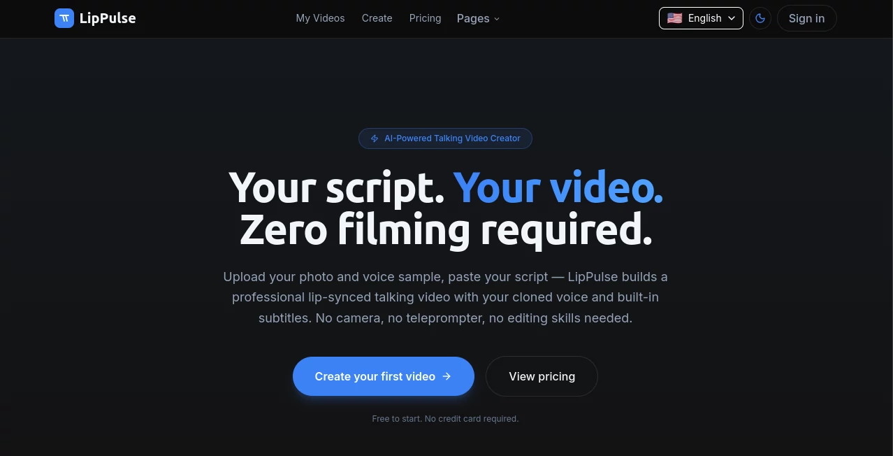 Screenshot of LipPulse – An AI tool in the ,AI Animated Video ,AI Video Generator ,Video ,AI Lip Sync Generator  category, showcasing its interface and key features.