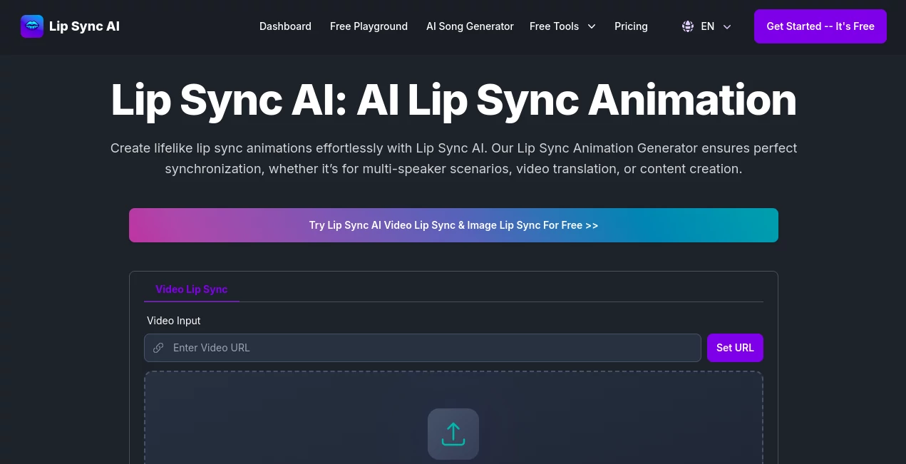 Screenshot of Lip Sync AI – An AI tool in the ,AI Animated Video ,AI Video Editor ,AI Video Generator ,AI Lip Sync Generator  category, showcasing its interface and key features.