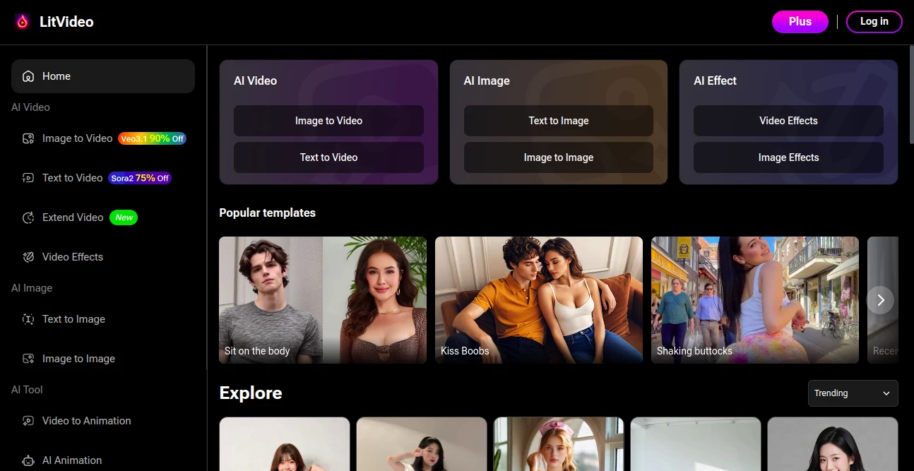 Screenshot of LitVideo – An AI tool in the ,NSFW  category, showcasing its interface and key features.
