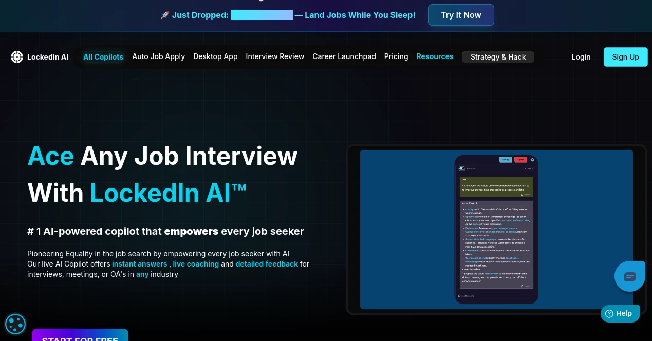 Screenshot of LockedIn AI – An AI tool in the ,AI Research Tool ,AI Trading Bot Assistant ,AI Investing Assistant ,AI Analytics Assistant  category, showcasing its interface and key features.