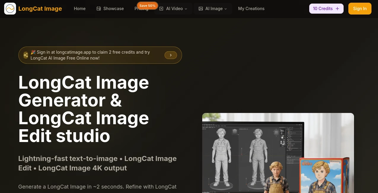 Screenshot of LongCat Image – An AI tool in the ,AI Fun Tools ,Photo & Image Editor ,AI Design Generator ,AI Image to Image  category, showcasing its interface and key features.