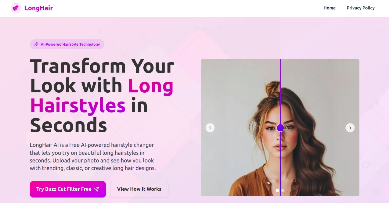 Screenshot of LongHair – An AI tool in the ,Photo & Image Editor ,AI Photo Enhancer ,AI Photo Restoration ,AI Selfie & Portrait  category, showcasing its interface and key features.
