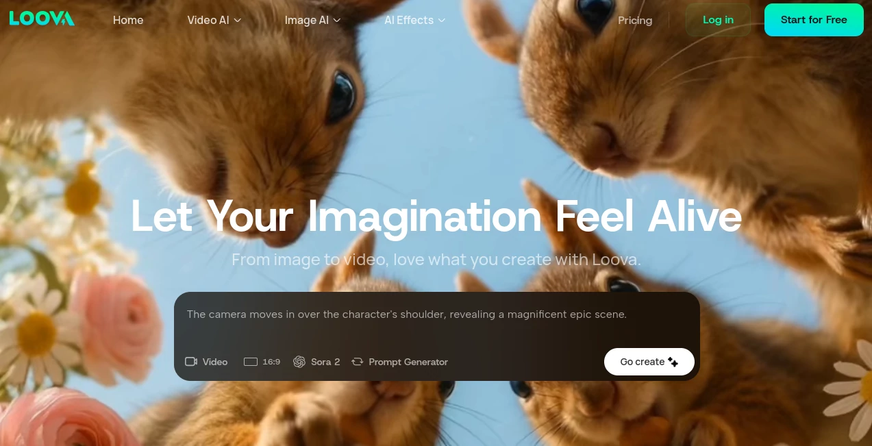 Screenshot of Loova – An AI tool in the ,AI Photo & Image Generator ,AI Text to Video ,AI Video Generator ,AI Art Generator  category, showcasing its interface and key features.