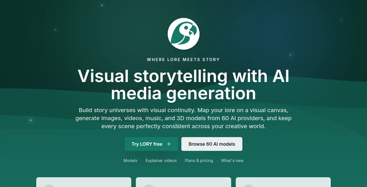 Screenshot of LORY – An AI tool in the ,AI 3D Model Generator ,AI Video Generator ,AI Music Generator ,AI Art Generator  category, showcasing its interface and key features.