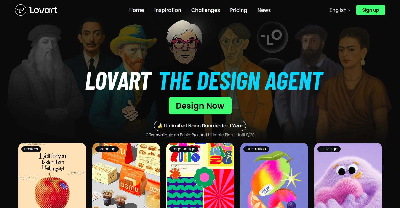 Screenshot of LovArt AI – An AI tool in the ,AI Photo & Image Generator ,AI Video Generator ,AI Design Generator ,AI 3D Model Generator  category, showcasing its interface and key features.