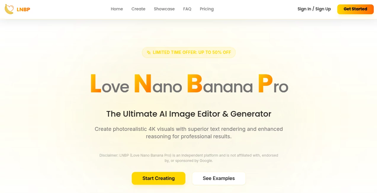 Screenshot of Love Nano Banana Pro – An AI tool in the ,AI Text to Image ,AI Photo & Image Generator ,AI Art Generator ,AI Design Generator  category, showcasing its interface and key features.
