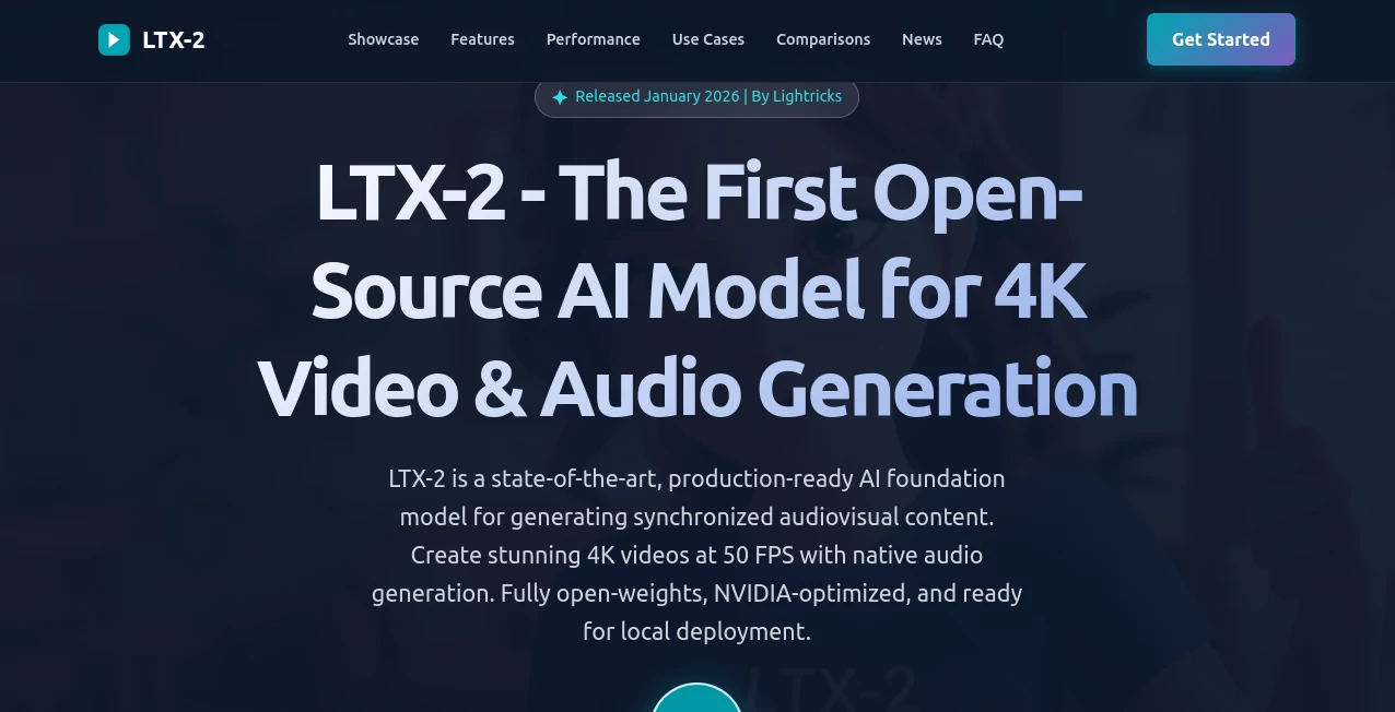 Screenshot of LTX-2 – An AI tool in the ,AI Image to Video ,AI Music Video Generator ,AI Text to Video ,AI Video Generator  category, showcasing its interface and key features.