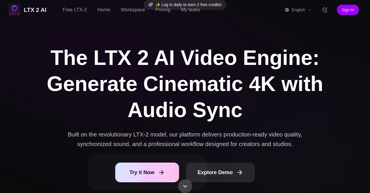Screenshot of LTX 2 AI – An AI tool in the ,AI Animated Video ,AI Image to Video ,AI Text to Video ,AI Video Generator  category, showcasing its interface and key features.