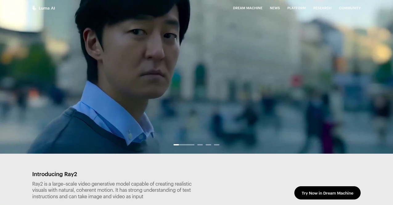 Screenshot of Luma AI – An AI tool in the ,AI Photo & Image Generator ,AI Illustration Generator ,AI 3D Model Generator ,AI Art Generator ,AI Design Generator ,AI Graphic Design ,AI Photography ,3D ,AI API Design ,AI Developer Tools  category, showcasing its interface and key features.