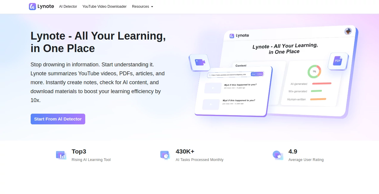 Screenshot of Lynote.ai – An AI tool in the ,AI Knowledge Management ,AI Productivity Tools ,AI Notes Assistant ,AI Documents Assistant  category, showcasing its interface and key features.