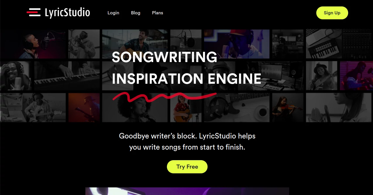 Screenshot of LyricStudio – An AI tool in the ,AI Lyrics Generator ,AI Poem & Poetry Generator ,AI Writing Assistants ,AI Creative Writing ,AI Content Generator ,AI Advertising Assistant  category, showcasing its interface and key features.