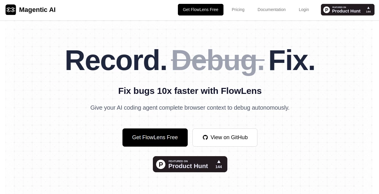Screenshot of FlowLens – An AI tool in the ,AI Code Assistant ,AI Monitor & Report Builder ,AI Testing & QA ,AI Developer Tools  category, showcasing its interface and key features.