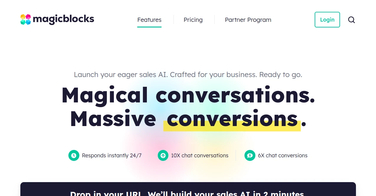 Screenshot of MagicBlocks – An AI tool in the ,AI Lead Generation ,AI Sales Assistant ,AI Customer Service Assistant ,AI Chatbot  category, showcasing its interface and key features.