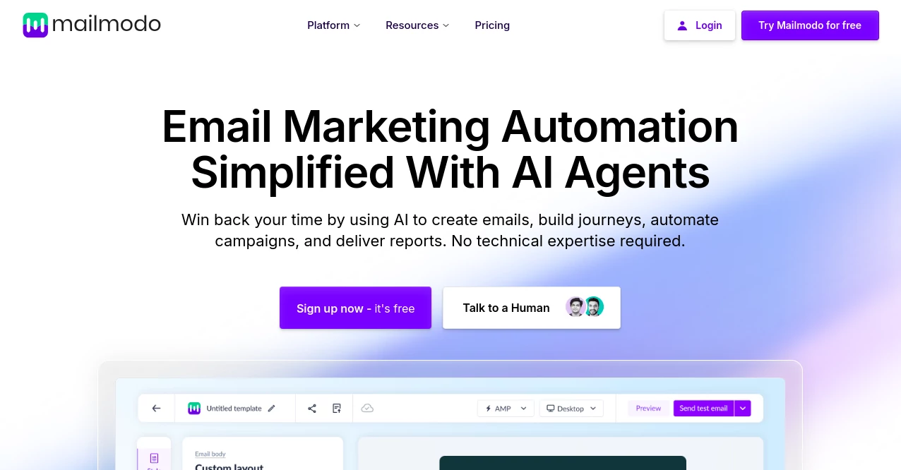 Screenshot of mailmodo – An AI tool in the ,AI Email Marketing ,AI Response Generator ,AI Lead Generation ,AI Forms & Surveys  category, showcasing its interface and key features.