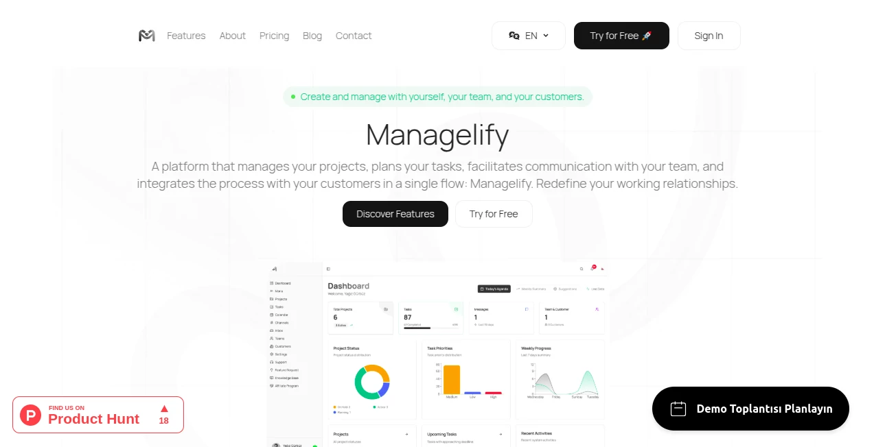 Screenshot of Managelify – An AI tool in the ,AI Task Management ,AI Team Collaboration ,AI Workflow Management ,AI Project Management  category, showcasing its interface and key features.