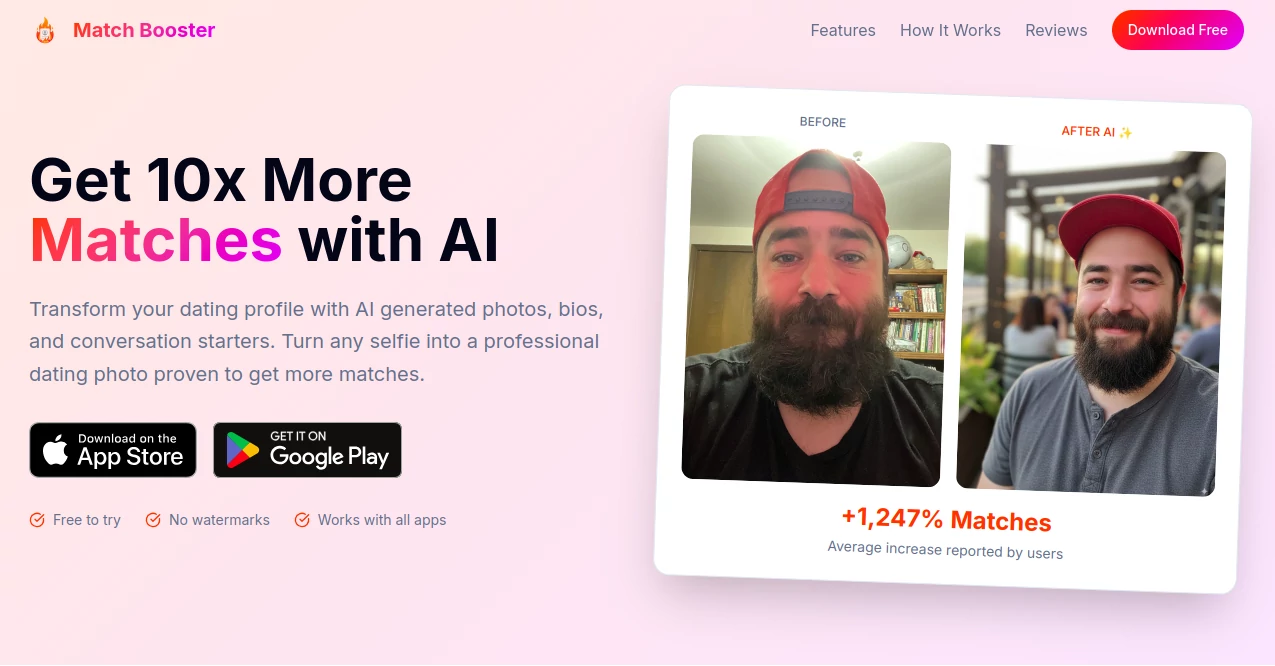 Screenshot of Match Booster – An AI tool in the ,AI Bio Generator ,AI Dating Assistant ,AI Life Assistant ,AI Fun Tools  category, showcasing its interface and key features.