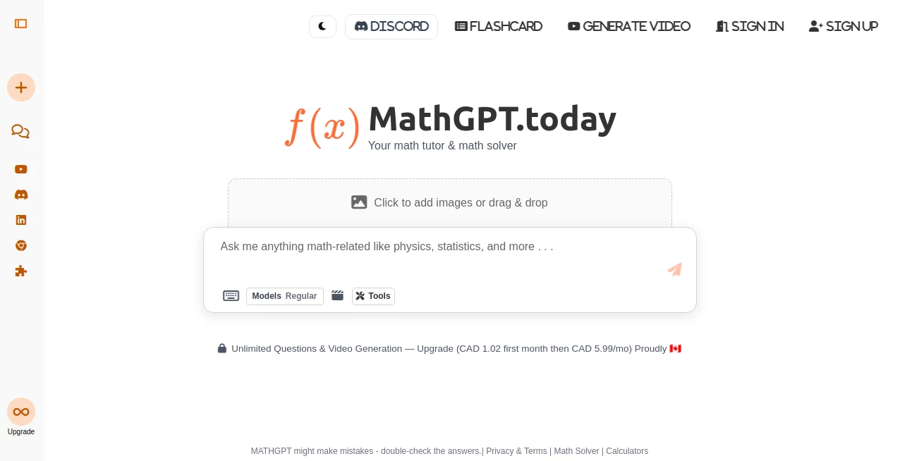 Screenshot of MathGPT – An AI tool in the ,AI Homework Helper ,AI Tutorial ,AI Course ,AI Education Assistant  category, showcasing its interface and key features.