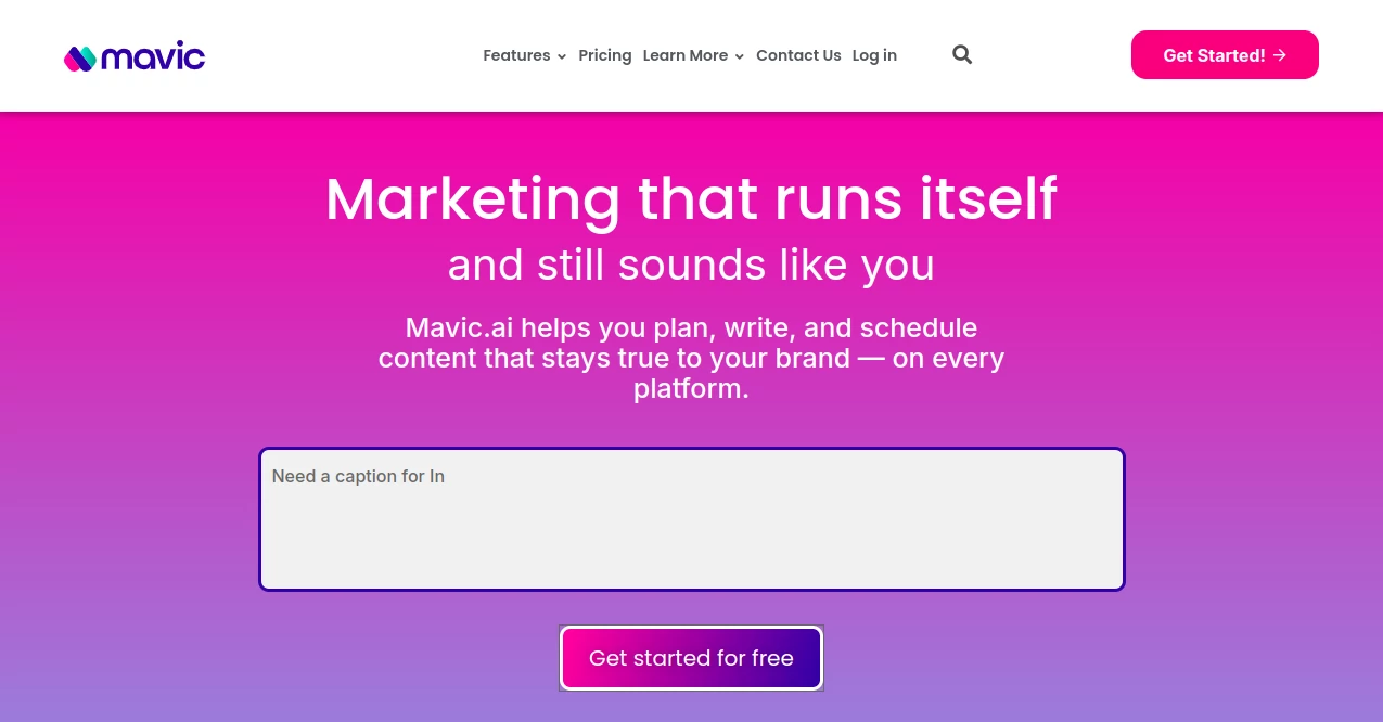 Screenshot of Mavic – An AI tool in the ,AI Content Generator ,AI Advertising Assistant ,AI Analytics Assistant ,AI Social Media Assistant ,AI Marketing Plan Generator  category, showcasing its interface and key features.