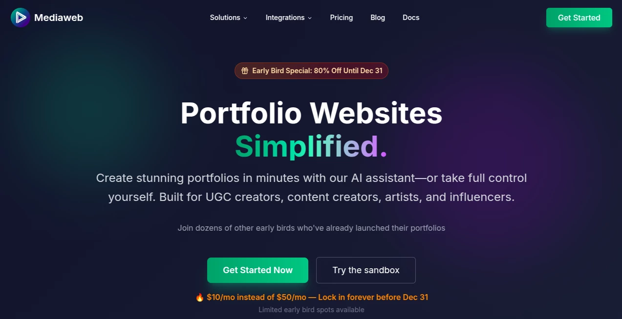 Screenshot of Mediaweb – An AI tool in the ,AI Content Generator ,AI Landing Page Builder ,AI Website Builder ,AI Social Media Assistant  category, showcasing its interface and key features.