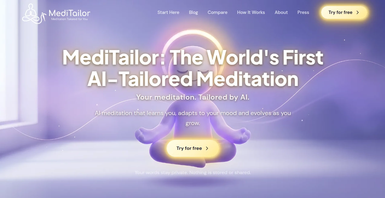Screenshot of MediTailor - AI Meditation App – An AI tool in the ,AI Life Assistant ,AI Mental Health ,AI Coaching  category, showcasing its interface and key features.