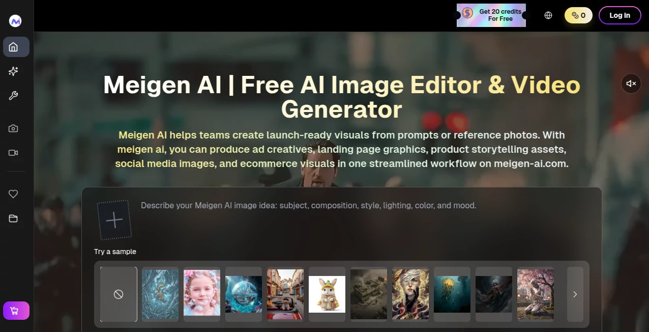 Screenshot of meigen ai – An AI tool in the ,AI Photo & Image Generator ,AI Design Assistant ,Prompt  category, showcasing its interface and key features.