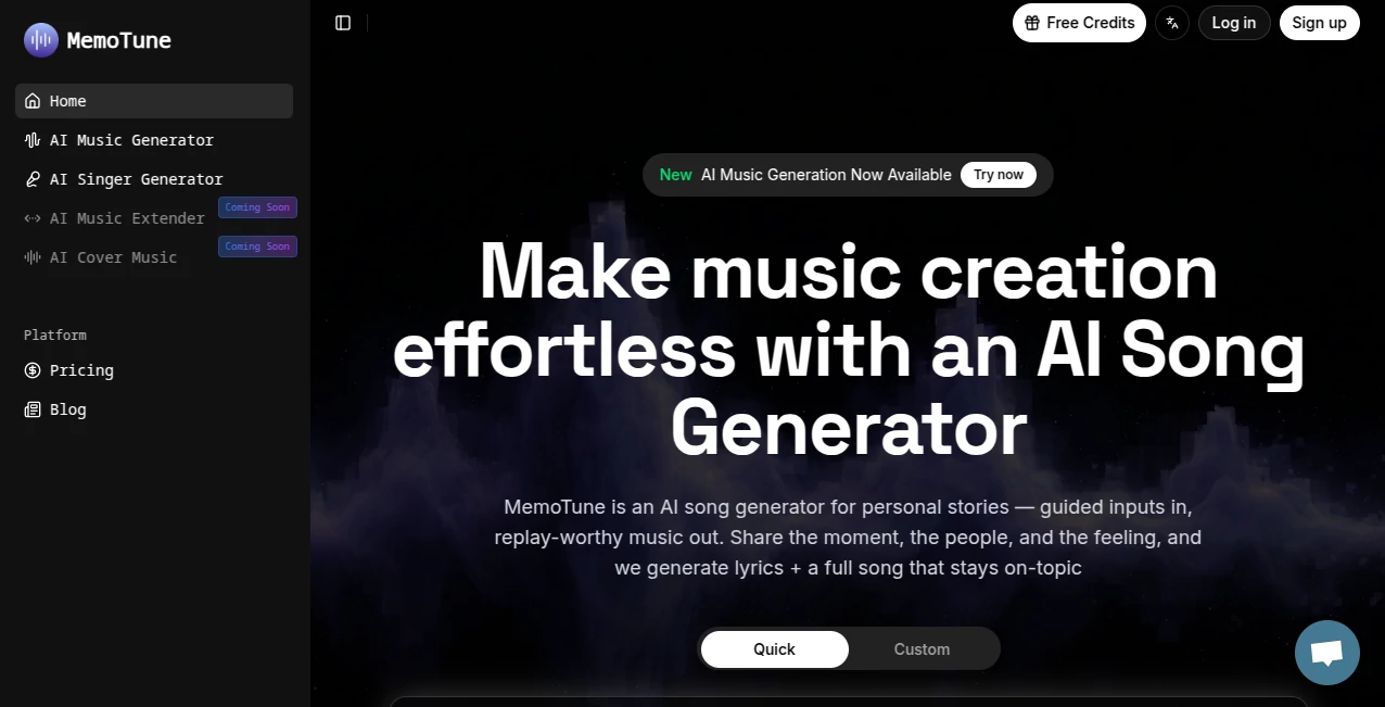 Screenshot of MemoTune – An AI tool in the ,AI Life Assistant ,AI Lyrics Generator ,AI Music Generator ,AI Voice & Audio Editing  category, showcasing its interface and key features.