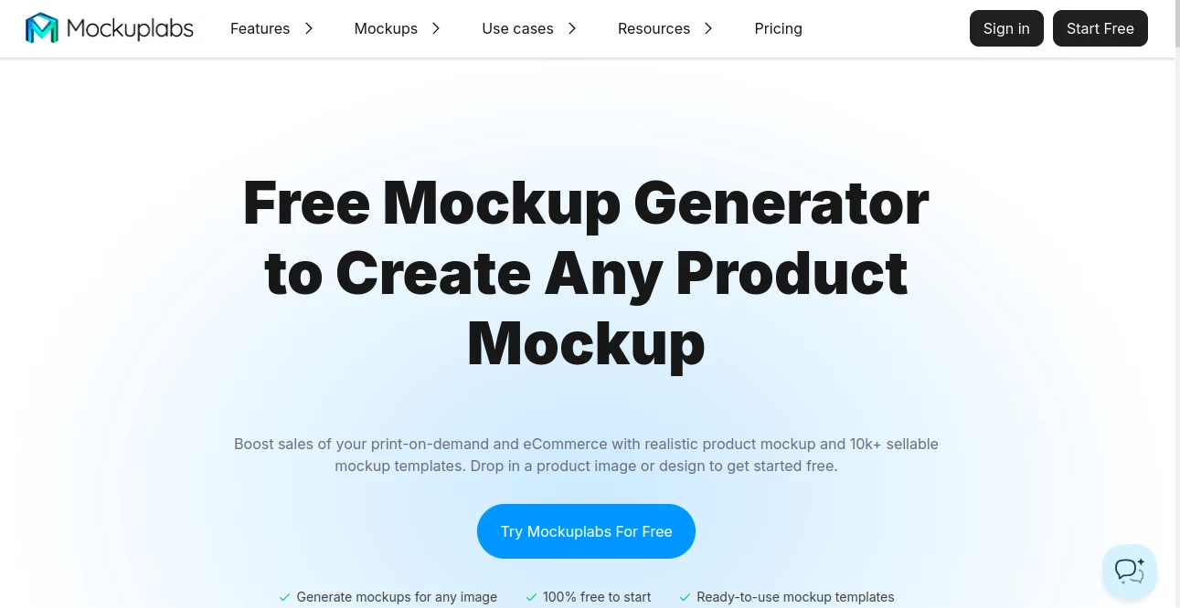 Screenshot of Mockuplabs – An AI tool in the ,Photo & Image Editor ,AI Background Remover ,AI Design Generator ,AI Design Assistant  category, showcasing its interface and key features.