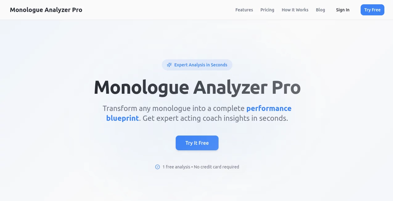 Screenshot of Monologue Analyzer Pro – An AI tool in the ,AI Script Writing ,AI Writing Assistants ,AI Creative Writing ,AI Content Generator  category, showcasing its interface and key features.