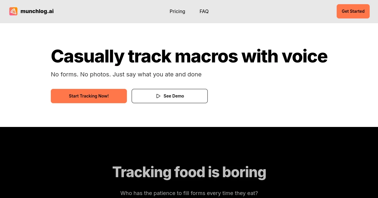 Screenshot of Munchlog AI – An AI tool in the ,AI Recipe Assistant ,AI Fitness  category, showcasing its interface and key features.
