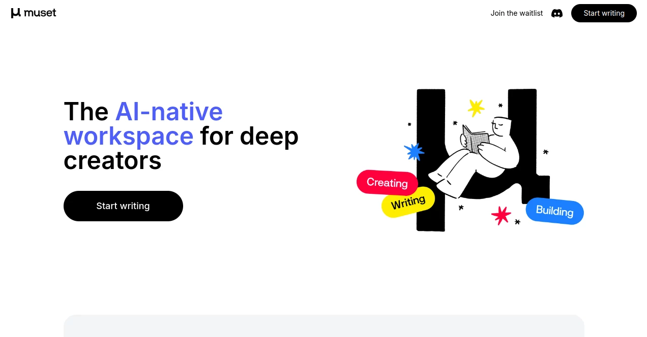 Screenshot of Muset AI – An AI tool in the ,AI Writing Assistants  category, showcasing its interface and key features.