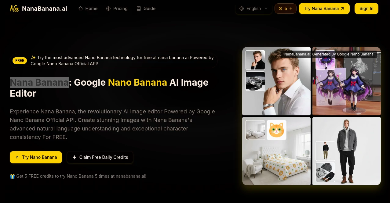 Screenshot of Nana Banana – An AI tool in the ,AI Text to Image ,Photo & Image Editor ,AI Image to Image  category, showcasing its interface and key features.