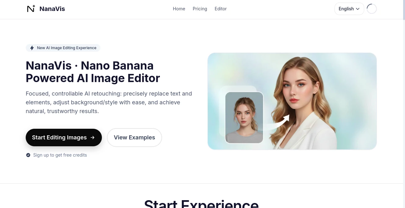Screenshot of NanaVis – An AI tool in the ,Photo & Image Editor ,AI Photo Enhancer ,AI Background Remover ,AI Art Generator  category, showcasing its interface and key features.
