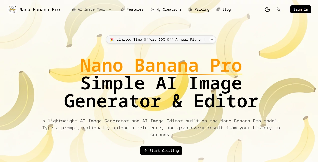 Screenshot of Nano Banana Pro – An AI tool in the ,AI Text to Image ,AI Photo & Image Generator ,AI Art Generator ,AI Design Generator  category, showcasing its interface and key features.