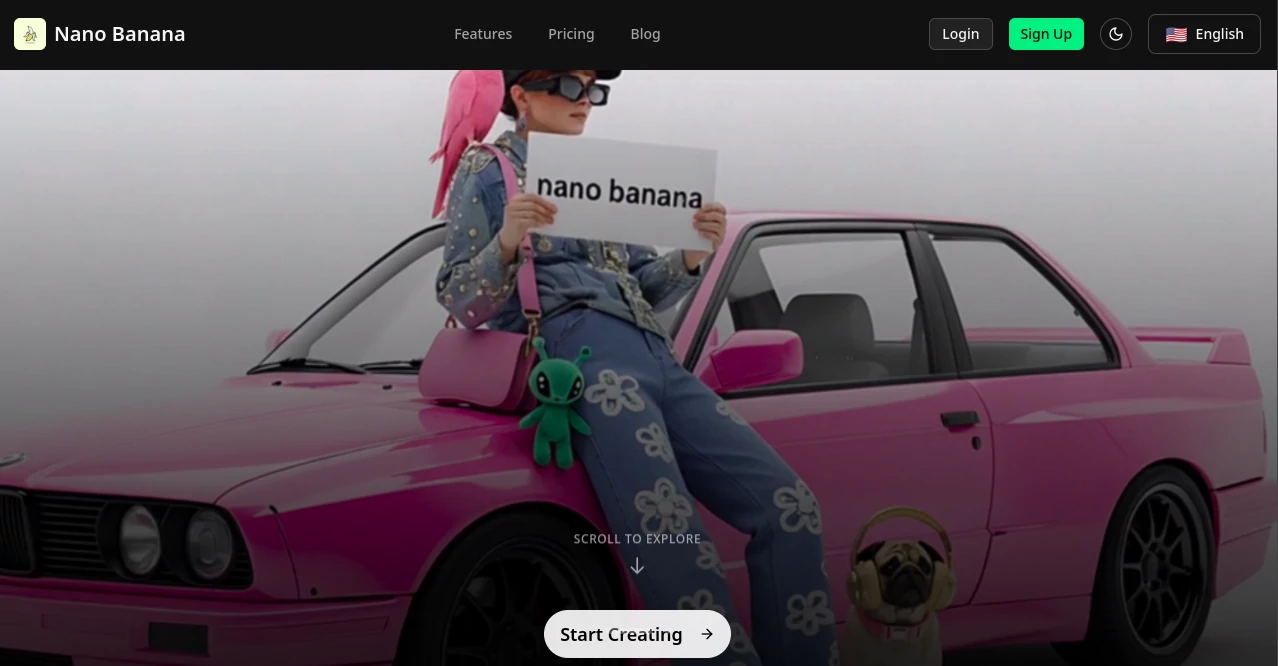 Screenshot of Nano Banana – An AI tool in the ,AI Photo & Image Generator ,Photo & Image Editor ,AI Background Remover ,AI Face Swap Generator  category, showcasing its interface and key features.