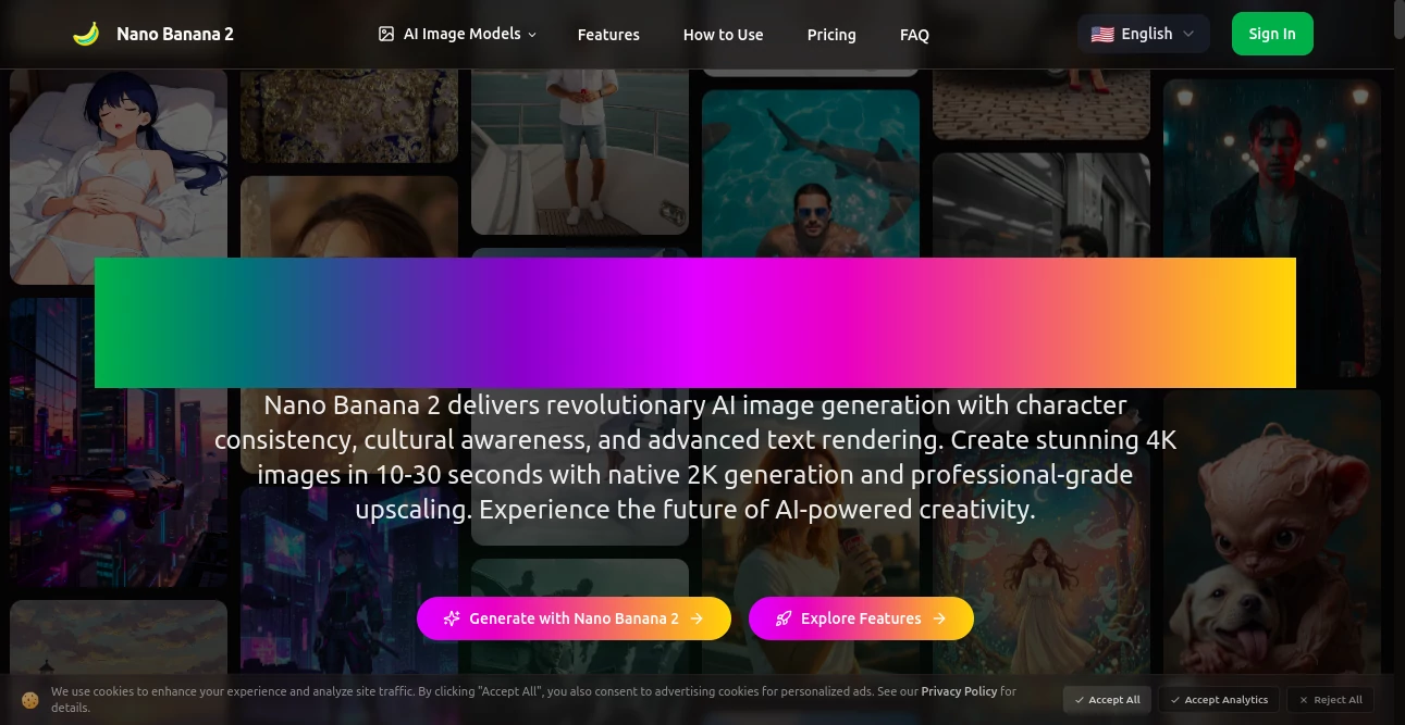 Screenshot of Nano Banana 2 – An AI tool in the ,AI Photo & Image Generator ,Photo & Image Editor ,AI Art Generator ,AI Design Generator  category, showcasing its interface and key features.