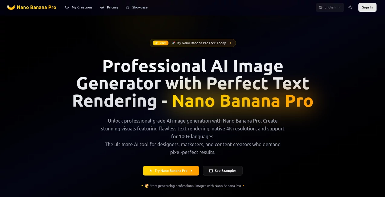 Screenshot of Nano Banana Pro – An AI tool in the ,AI Text to Image ,AI Photo & Image Generator ,Photo & Image Editor ,AI Art Generator  category, showcasing its interface and key features.