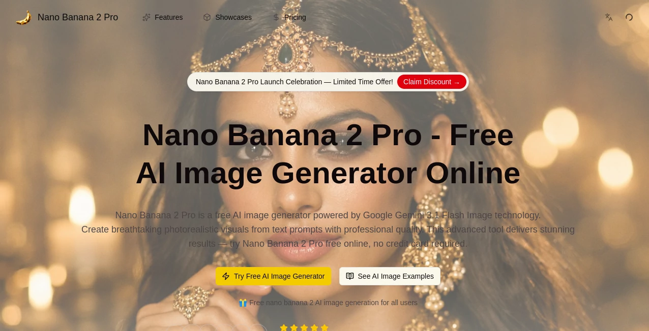 Screenshot of Nano Banana 2 Pro – An AI tool in the ,AI Photo & Image Generator ,AI Art Generator ,AI Design Generator ,AI Text to Image  category, showcasing its interface and key features.