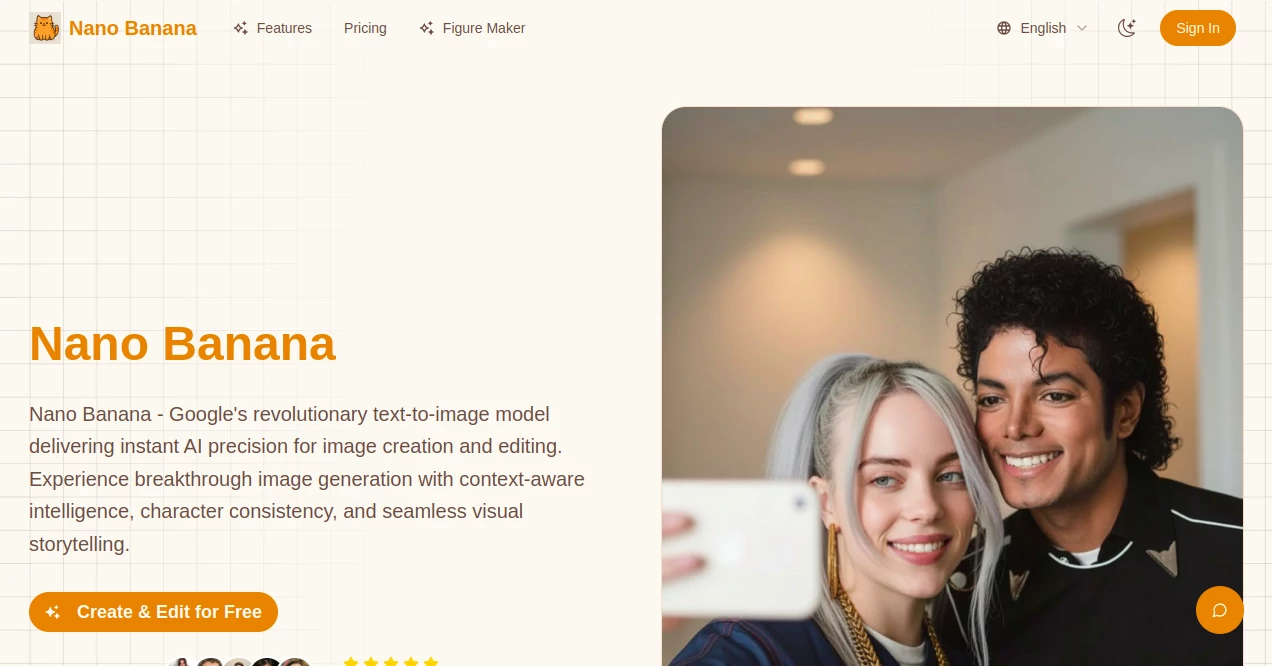 Screenshot of Nano Banana – An AI tool in the ,AI Illustration Generator ,AI Background Generator ,AI Photo Enhancer ,AI Image to Image ,AI Art Generator  category, showcasing its interface and key features.