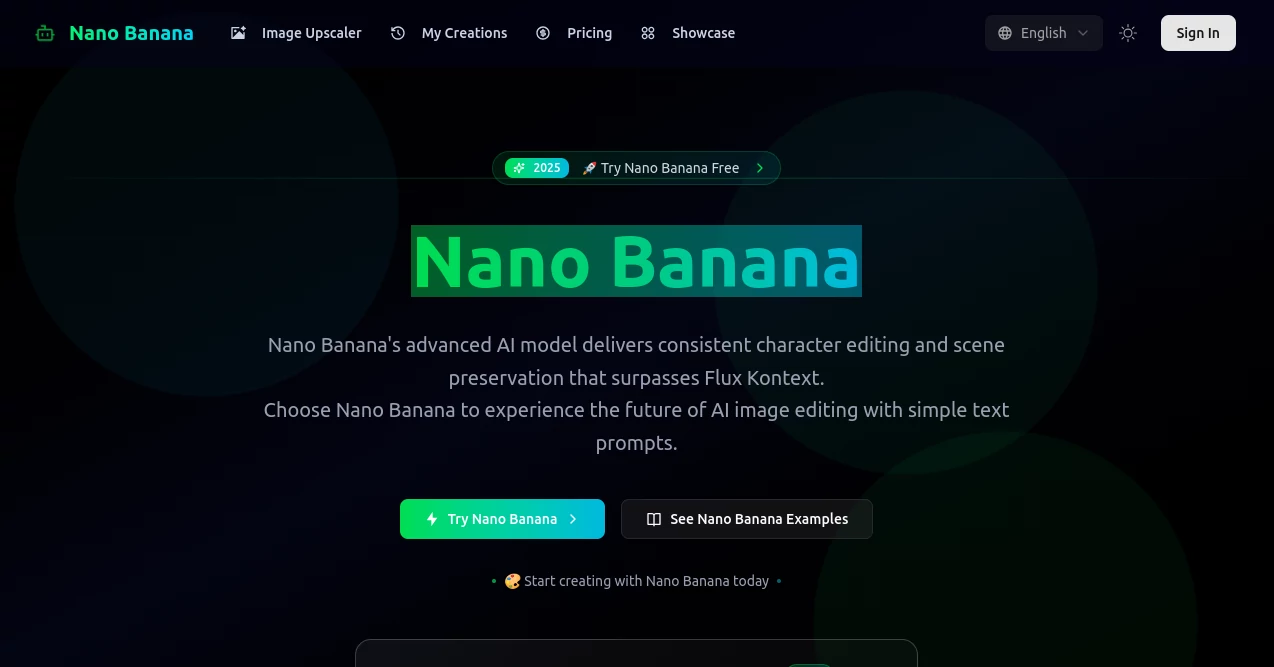 Screenshot of Nano Banana – An AI tool in the ,AI Photo & Image Generator ,Photo & Image Editor ,AI Image to Image  category, showcasing its interface and key features.