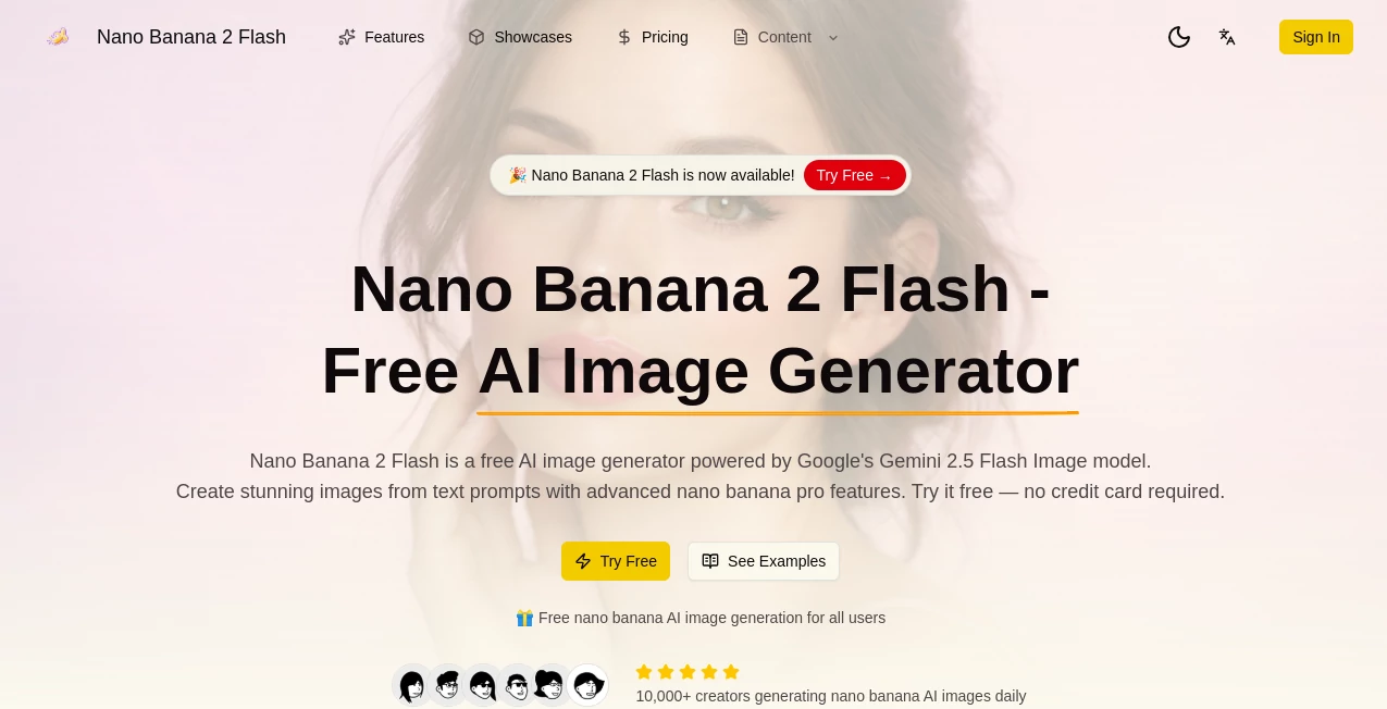 Screenshot of NanoBanana2Flash – An AI tool in the ,AI Photo & Image Generator ,AI Design Generator ,AI Image to Image ,AI Text to Image  category, showcasing its interface and key features.