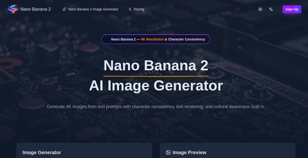 Screenshot of Nano Banana 2 – An AI tool in the ,AI Text to Image ,AI Photo & Image Generator ,AI Art Generator ,AI Design Generator  category, showcasing its interface and key features.