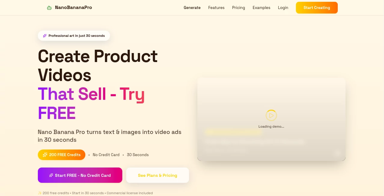 Screenshot of Nano Banana Pro – An AI tool in the ,AI Animated Video ,AI Image to Video ,AI Video Generator ,AI Text to Video  category, showcasing its interface and key features.