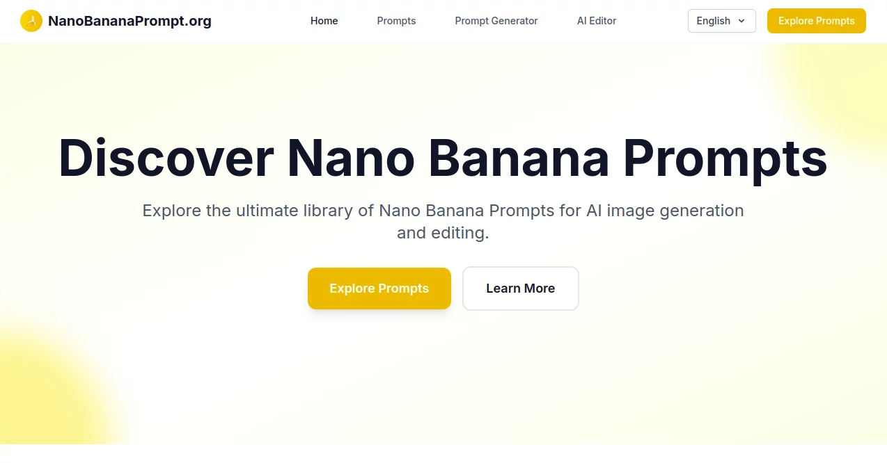 Screenshot of Nano Banana Prompt – An AI tool in the ,AI Photo & Image Generator ,Large Language Models (LLMs) ,Prompt ,AI Design Generator  category, showcasing its interface and key features.