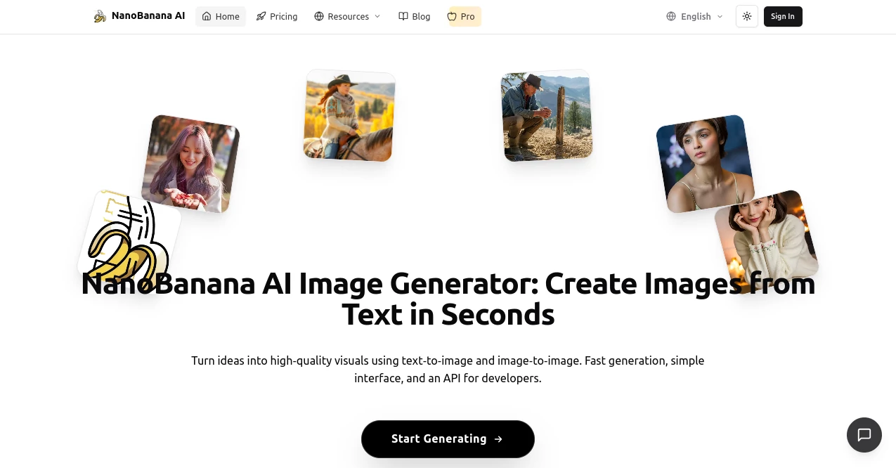 Screenshot of NanoBanana AI – An AI tool in the ,AI Text to Image ,AI Photo & Image Generator ,AI Illustration Generator ,AI Design Generator  category, showcasing its interface and key features.