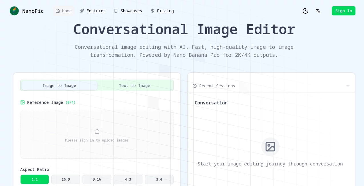 Screenshot of NanoPic – An AI tool in the ,AI Content Generator ,Photo & Image Editor ,AI Image to Image ,AI Design Assistant  category, showcasing its interface and key features.